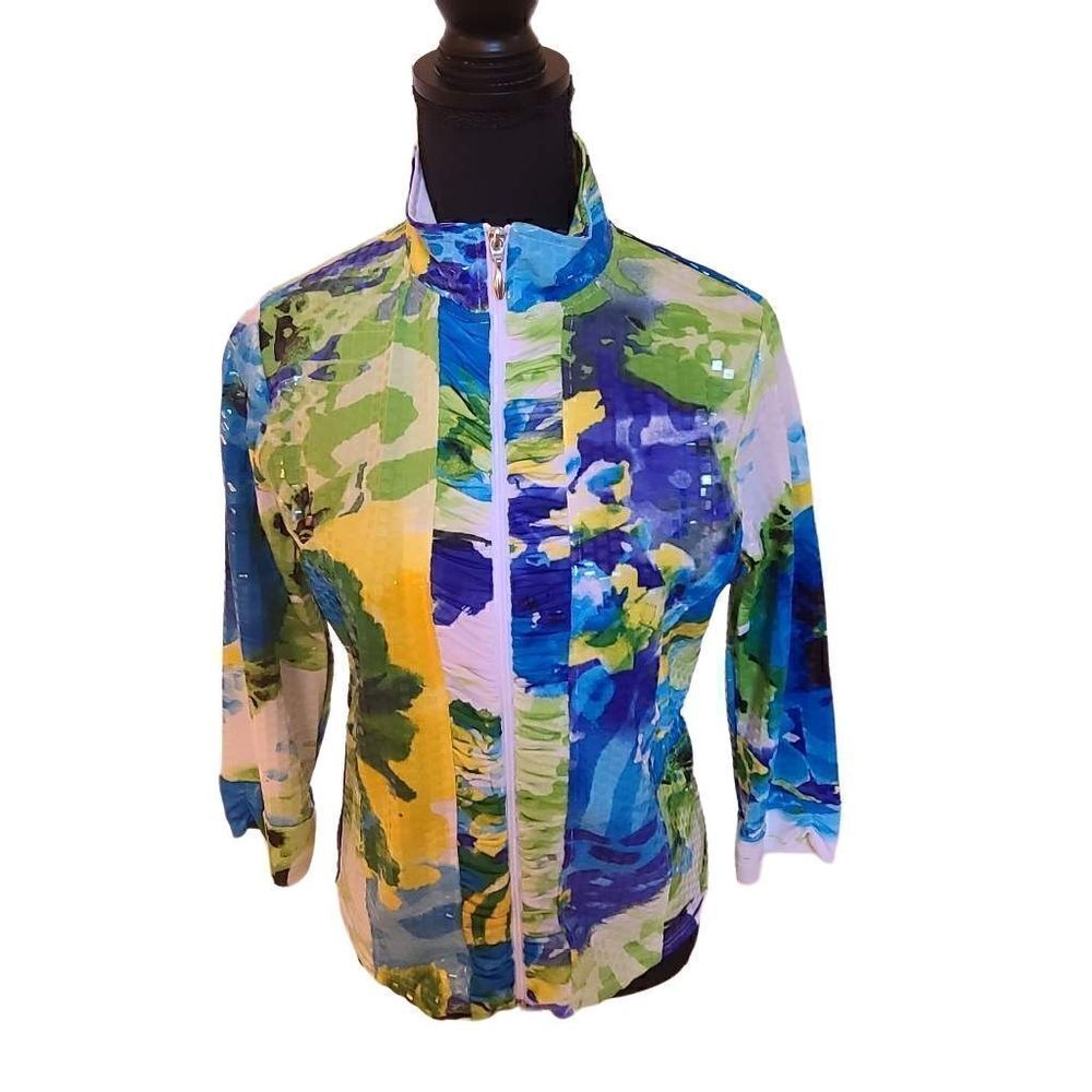 ERM London Zip Front Reflective Multi-Color Jacket Size S - Picture 5 of 14